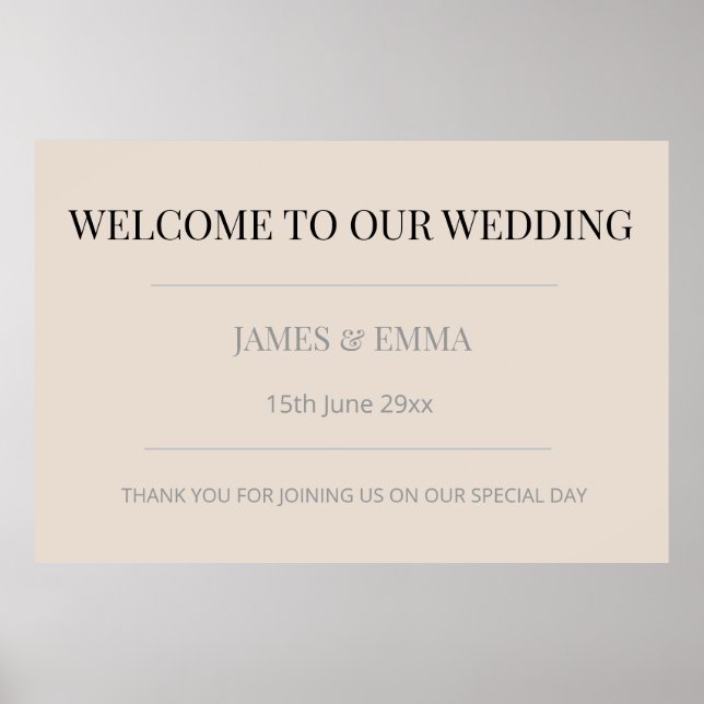 Minimalist Horizontal Wedding Soft Latte Poster (Vorne)