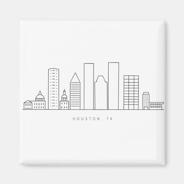 Minimalist Houston City Skyline Illustration Magnet (Vorne)