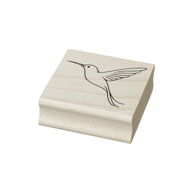 Minimalist Hummingbird Line Art in Flight Gummistempel (Stempel)