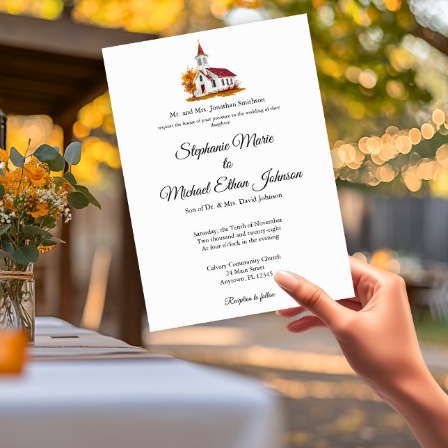 Minimalist Illustration Formal Church Wedding Einladung (Minimalist Illustration Formal Church Wedding Invitation)