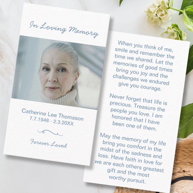 Minimalist In Loving Memory Photo Prayer Card Visitenkarte (Minimalist In Loving Memory Photo Prayer Card
)