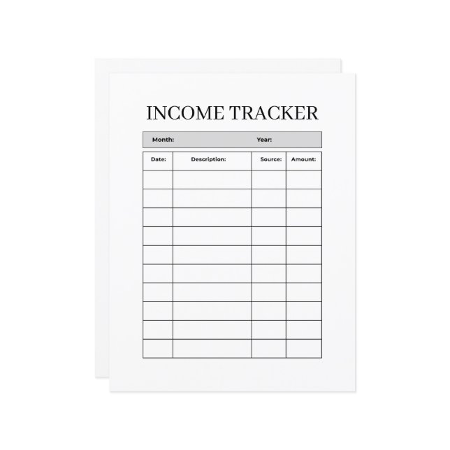 Minimalist Income Tracker FLYER (Vorderseite/Rückseite Beispiel)