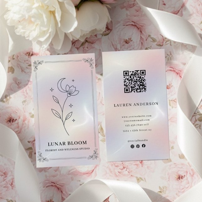 Minimalist Iridescent Business Card with QR Code  Visitenkarte (Von Creator hochgeladen)