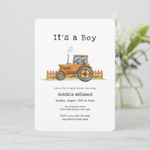 Minimalist It's A Boy Bilderrahmen Traktor Baby Sh Einladung