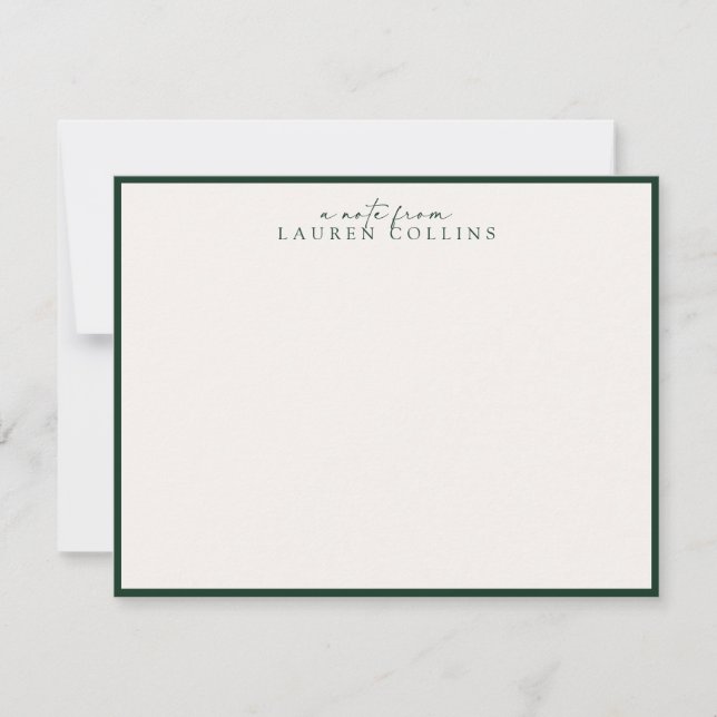 Minimalist ivory, Dark Emerald Border Note Card Einladung (Vorderseite)