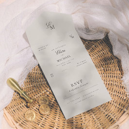 Minimalist Ivory Editorial Wedding All In One Einladung