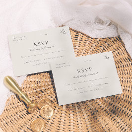 Minimalist Ivory Editorial Wedding RSVP Card Karte