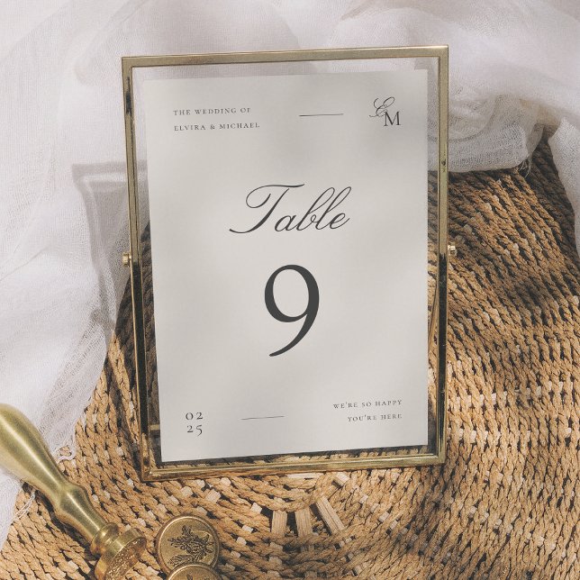 Minimalist Ivory Editorial Wedding Table Number Tischnummer (Von Creator hochgeladen)