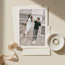 Minimalist Ivory Photo Save the Date Wedding Einladung