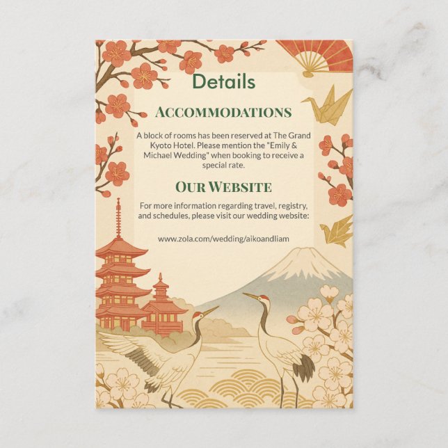 Minimalist Japanese Cherry Blossom Details Card Begleitkarte (Vorderseite)