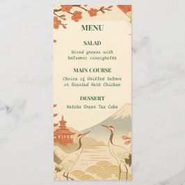 Minimalist Japanese Cherry Blossom Wedding Menu Menükarte