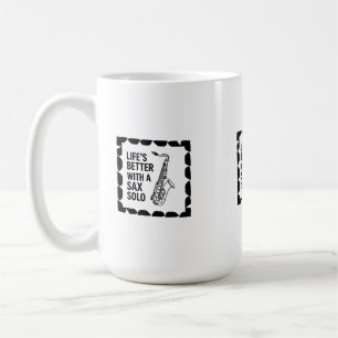 Minimalist Jazz Saxophone Line Art with "Life’s Be Kaffeetasse