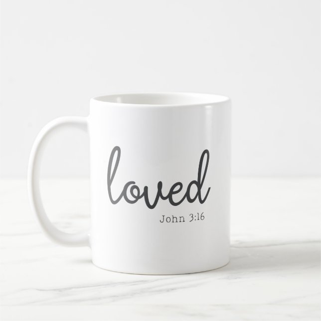 Minimalist John 3:16 liebte  Kaffeetasse (Links)