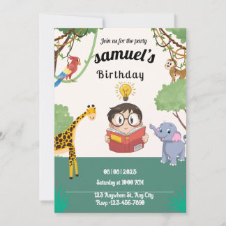 Minimalist Jungle Safari Birthday Invite  Einladung