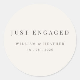 Minimalist ‘Just Engaged’ Sticker | Warm White