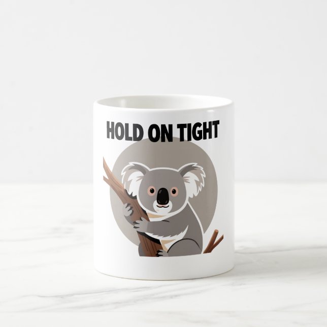 Minimalist Koala "Hold On Tight" Kaffeetasse (Mittel)
