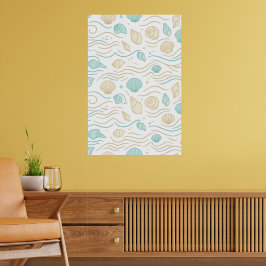 Minimalist Lagero Muscheln & Ozeanwellen Poster