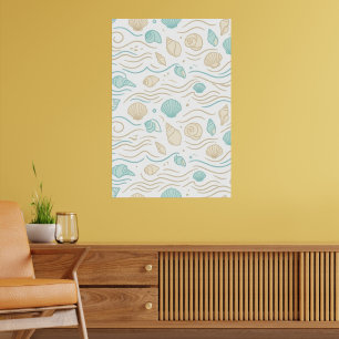 Minimalist Lagero Muscheln & Ozeanwellen Poster