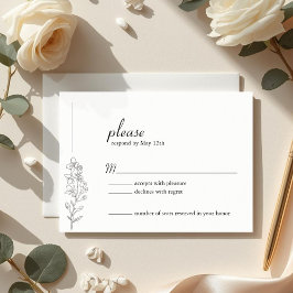 Minimalist Larkspur Wedding RSVP Card Karte