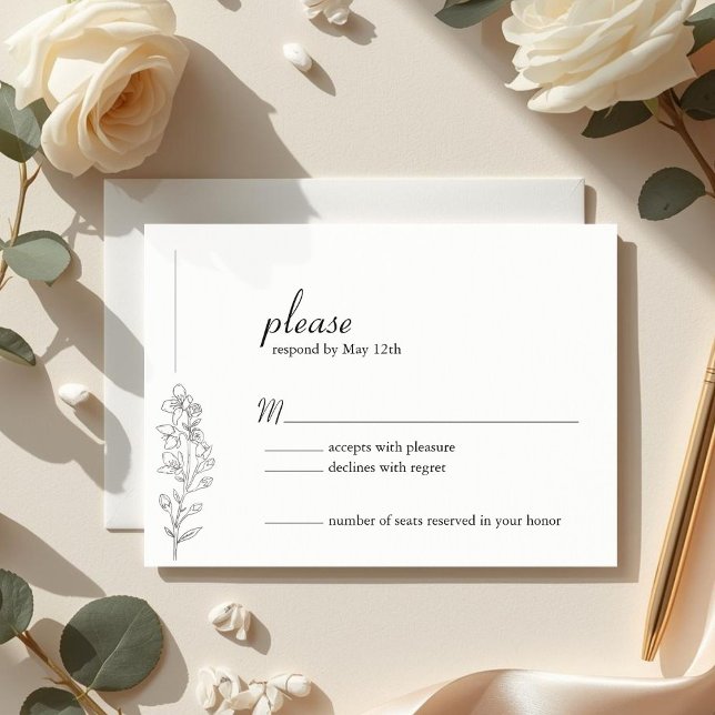 Minimalist Larkspur Wedding RSVP Card Karte (Von Creator hochgeladen)