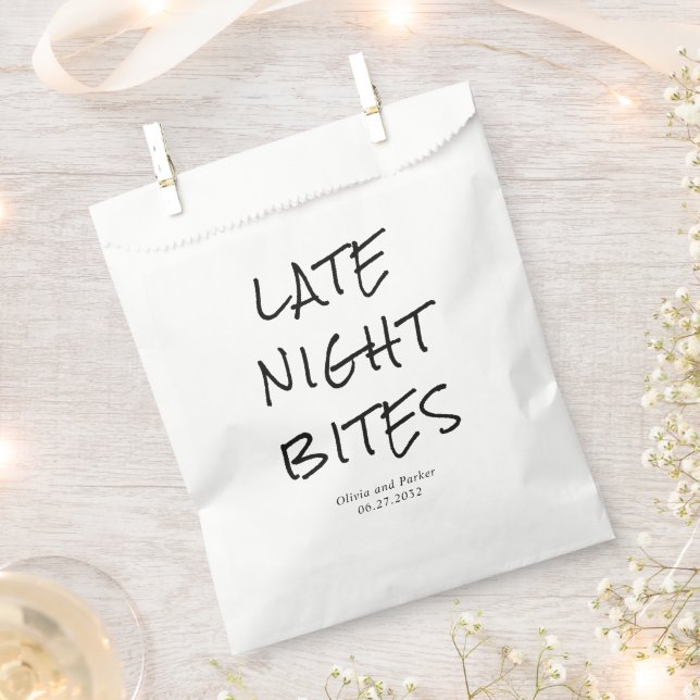 Minimalist Late Night Bites Wedding Geschenktütchen (Ausgeschnitten)
