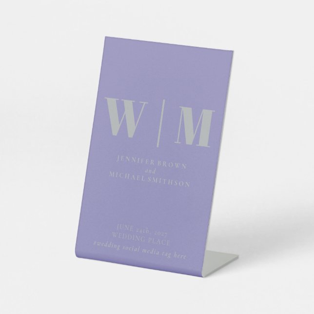 Minimalist Lavender Silver Simple Wedding Sockelschild (Vorderseite)
