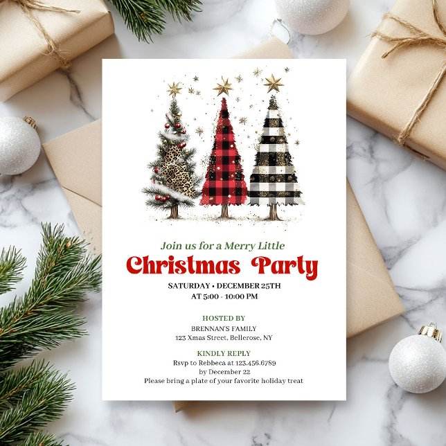 Minimalist leopard Christmas tree digital invites Einladung (Minimalist leopard Christmas tree digital invitation)