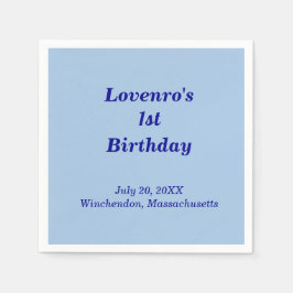 Minimalist Light Blue Kids Birthday Paper Napkins Serviette