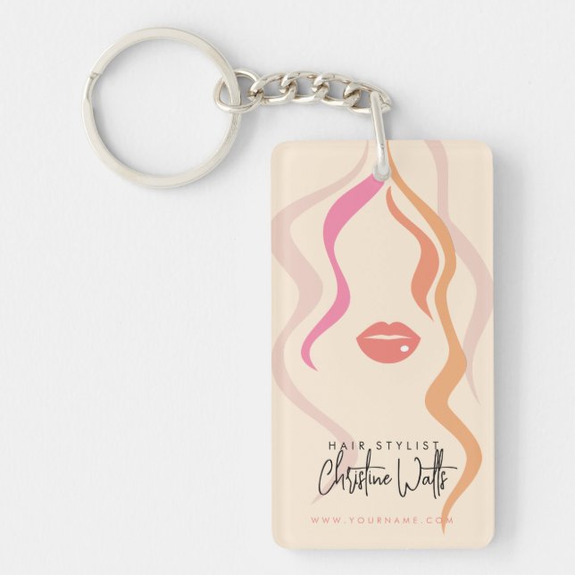 Minimalist Light Peach Hairstylist Wavy Hair QR (Devant)