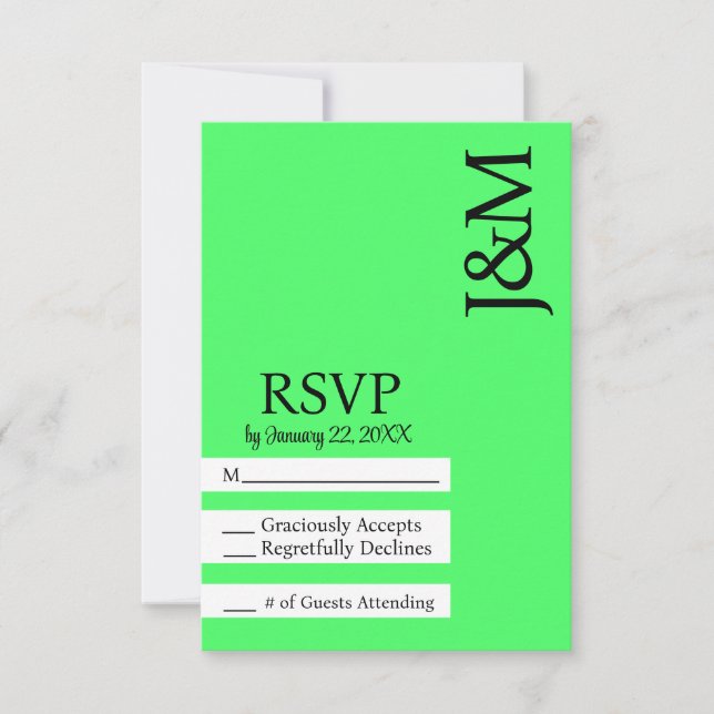 Minimalist Lime Green RSVP card Karte (Vorderseite)