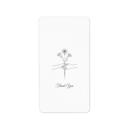 Minimalist Line Art Hands & Flowers Wedding Thank  Adressaufkleber