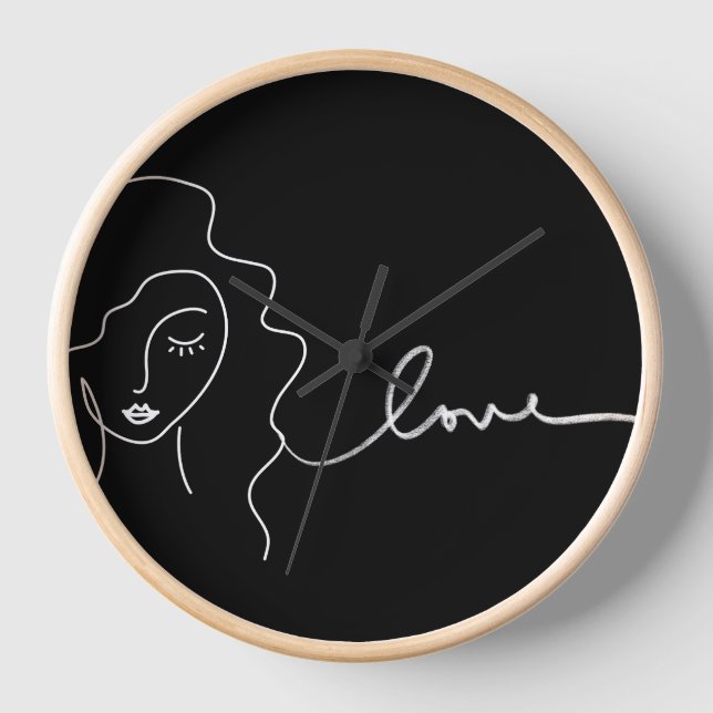 Minimalist Line Art Wall Clock Uhr (Vorderseite)