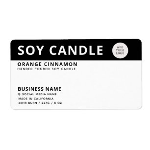 Minimalist logo black white soy candle square stic