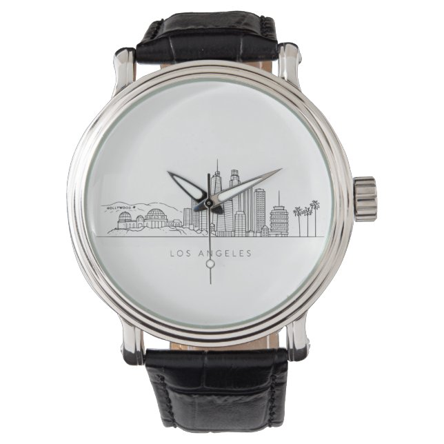 Minimalist Los Angeles Skyline Illustration Armbanduhr (Vorderseite)