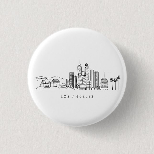 Minimalist Los Angeles Skyline Illustration Button (Vorderseite)