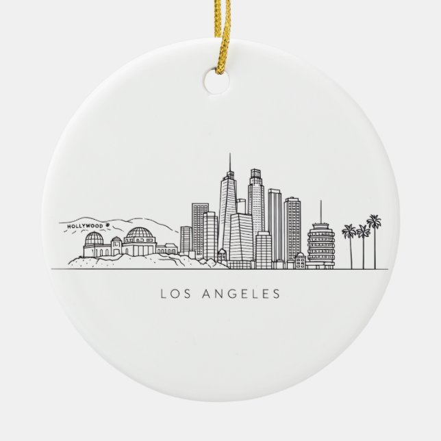 Minimalist Los Angeles Skyline Illustration Keramik Ornament (Vorne)