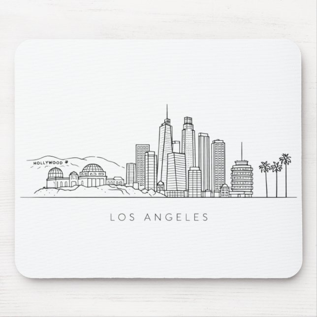 Minimalist Los Angeles Skyline Illustration Mousepad (Vorne)