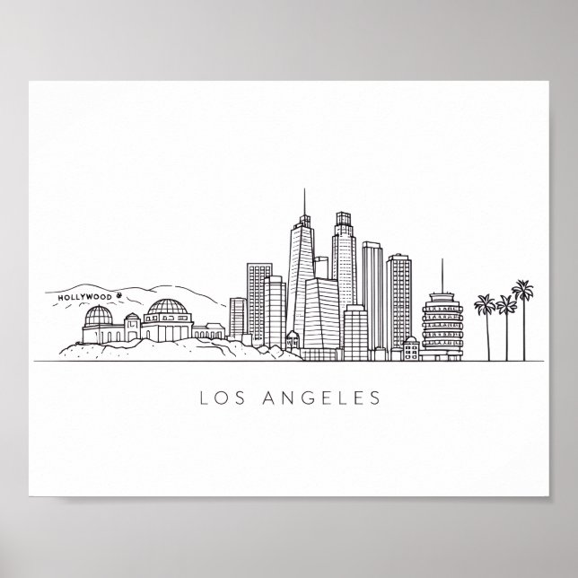 Minimalist Los Angeles Skyline Illustration Poster (Vorne)
