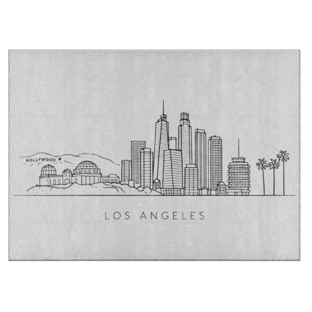 Minimalist Los Angeles Skyline Illustration Schneidebrett (Vorderseite)