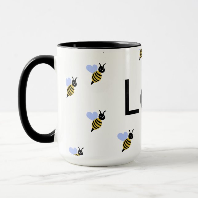 Minimalist Love & Bees Tasse – Romantisches Gesche (Links)