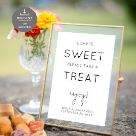 Minimalist Love Is Sweet Wedding Sign Poster