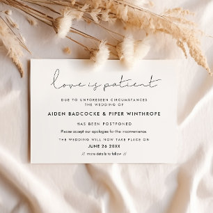 Minimalist Love ist geduldige Hochzeitskarte Einladung