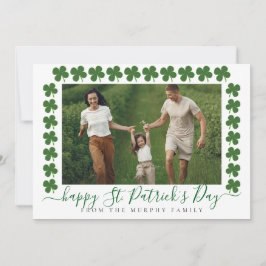 Minimalist lucky shamrock st. Patrick's Day Photo Feiertagskarte