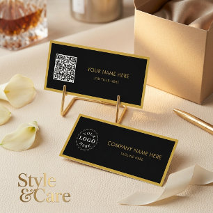 Minimalist M Gold Schwarz Schrift QR Weiß Telefonnummerkarte