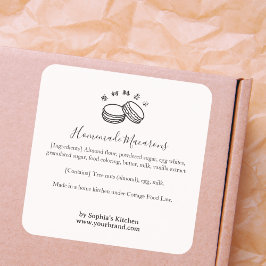 Minimalist Macaron Logo Bakery Ingredient Label Quadratischer Aufkleber