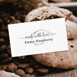 Minimalist Made with Love Typography Bakery Visitenkarte
