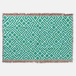 Minimalist Maze Fill Emerald Pattern Decke