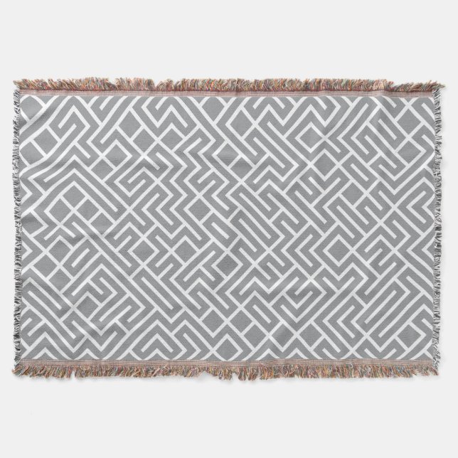 Minimalist Maze Fill Grey Pattern Decke (Vorderseite)