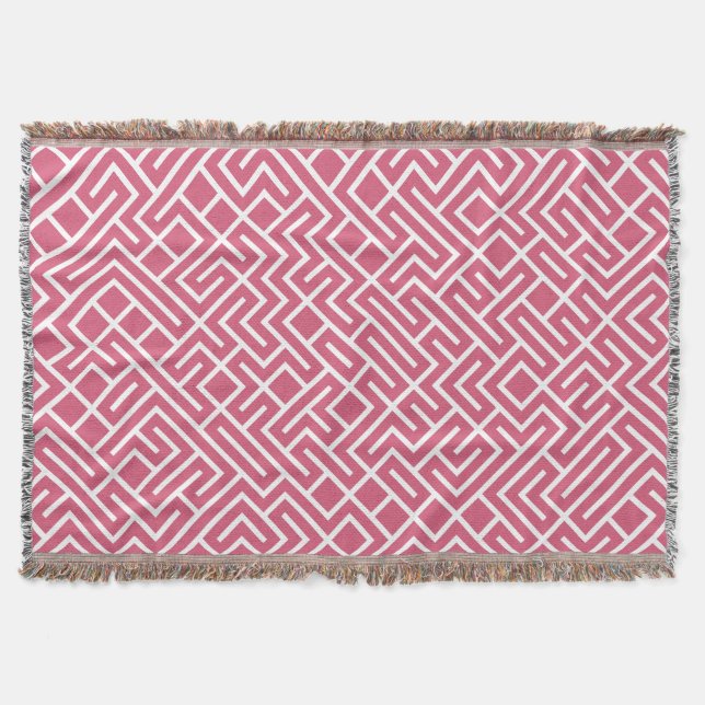 Minimalist Maze Fill Pink Pattern Decke (Vorderseite)