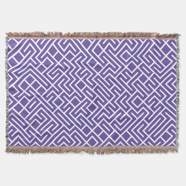 Minimalist Maze Fill Purple Pattern Decke (Vorderseite)